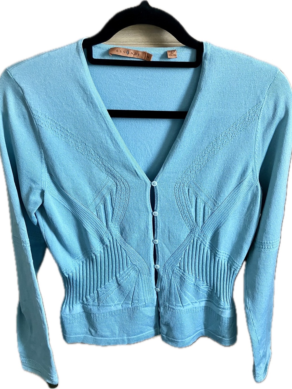 Vintage Silk Knit Light Blue V-Neck Button Front Women's Cardigan Sweater